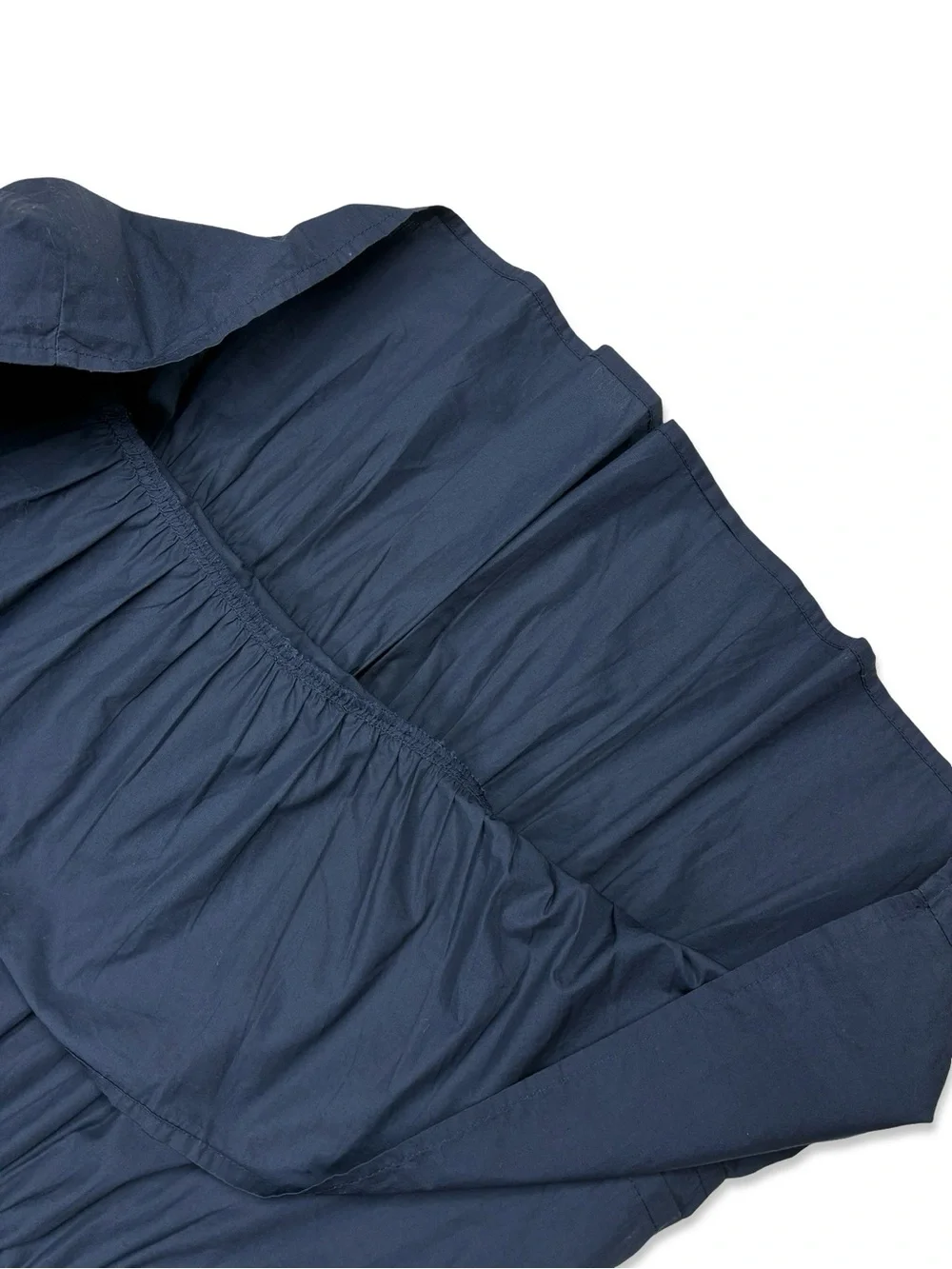 Quince Navy Blue Organic Cotton Tiered Mini Dress